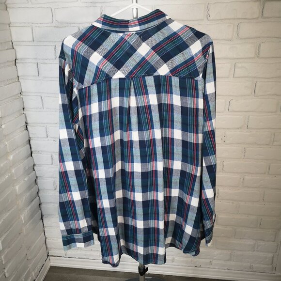d/c Jeans Ladies Size 2X Made in India Plaid Button Front Shirt - Picture 2 of 9